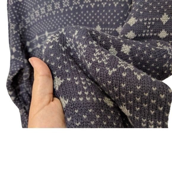 NEW LEVIS Nevy Gray Thick Sweater Men’s Size Large Varsity Collar Winter Pattern - Picture 3 of 6